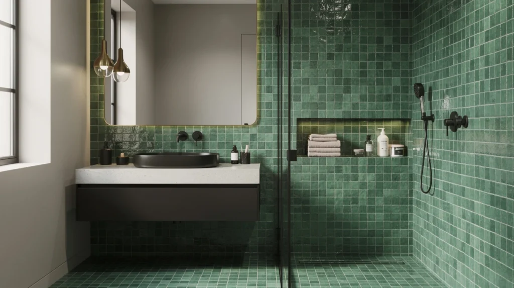 salle de bain zellige vert