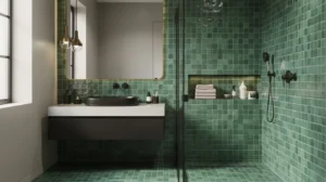 salle de bain zellige vert