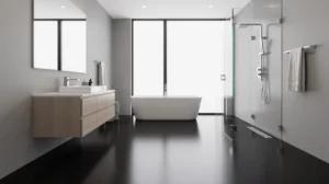 sol noir salle de bain